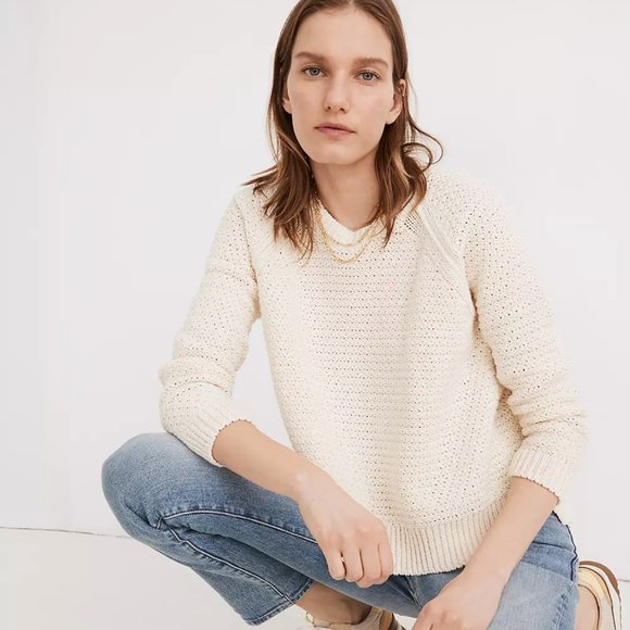 Madewell Open-Stitch Hopedale Pullover Chunky Knit Boxy Sweater - Picture 1 of 16